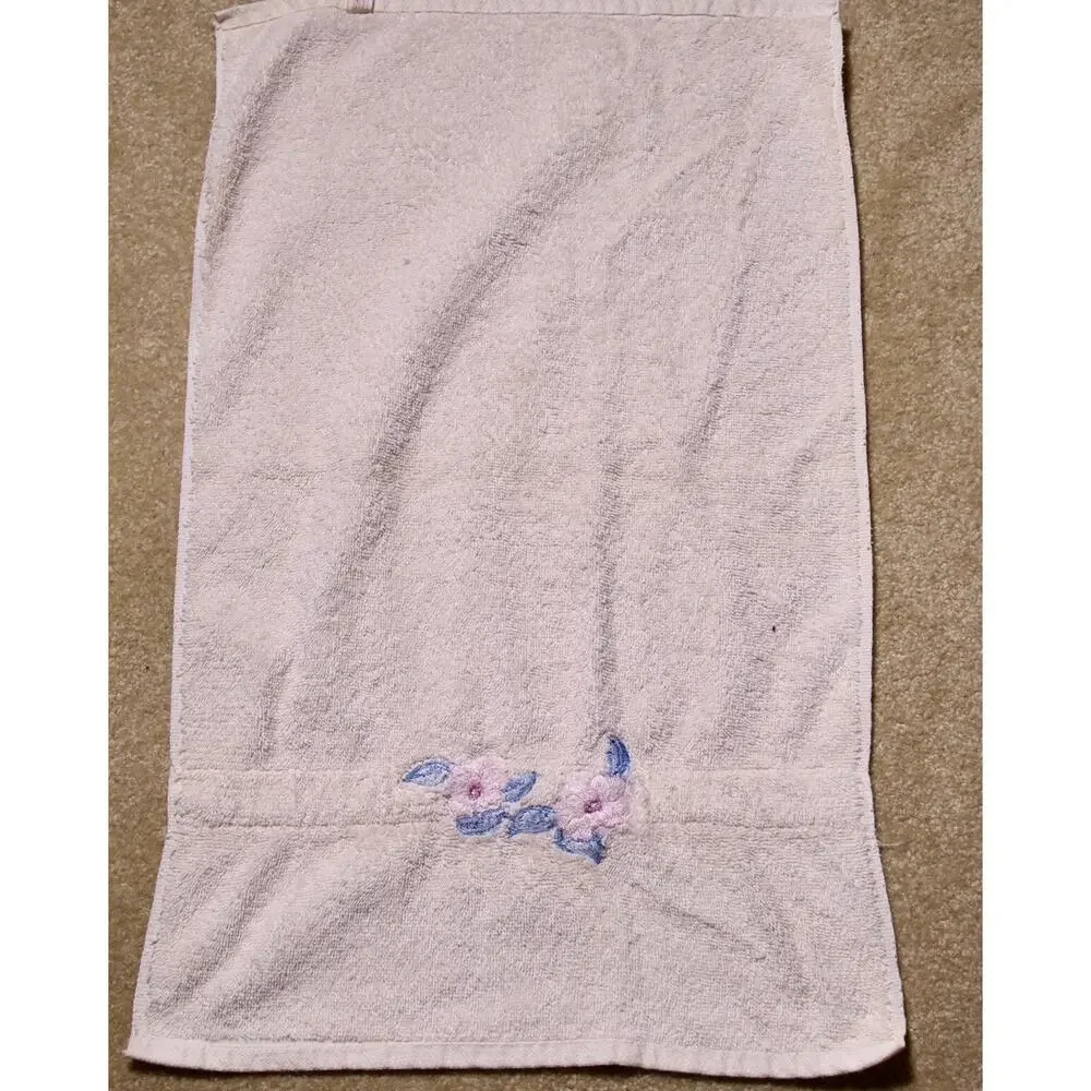 Fieldcrest Bathroom Retro Hand Towel Peach Poppies Floral Cotton Blend 25x15